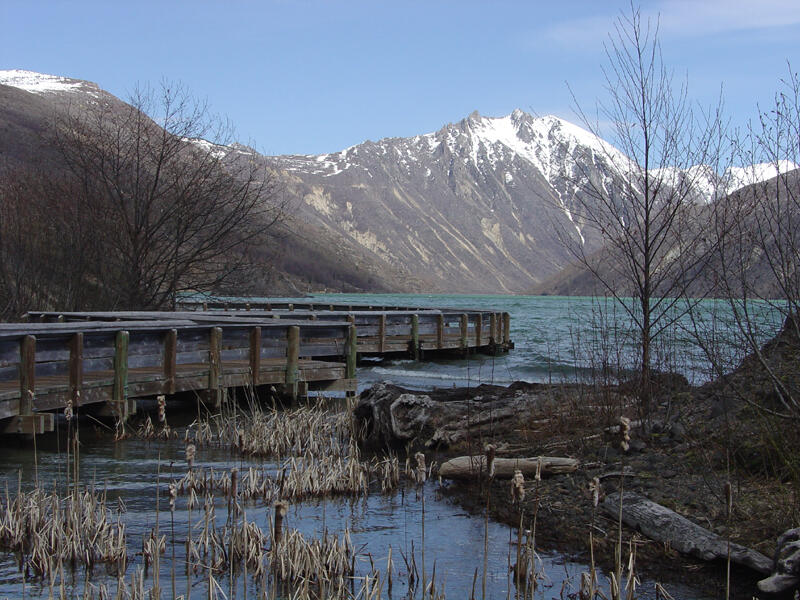 Boardwalk along the shore of Coldwater Lake