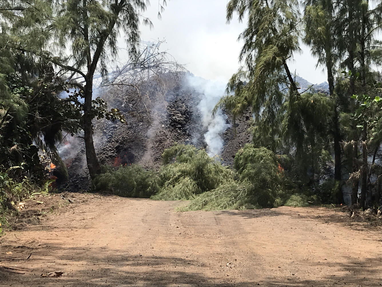 lava flow on road way