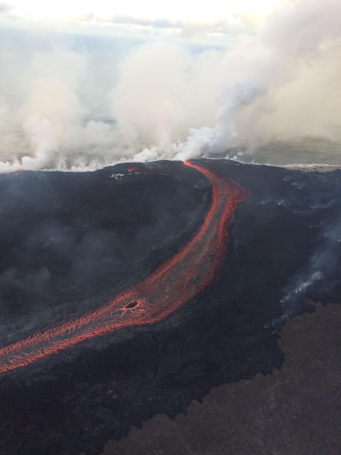 Aerial view of lava channel