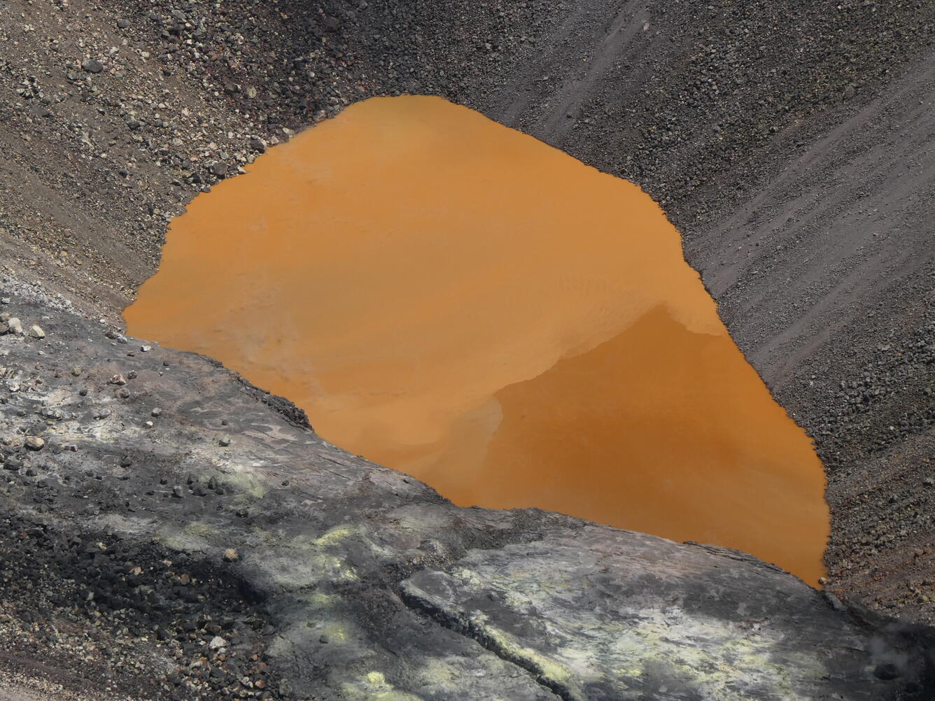 Color photograph of volcanic crater lake