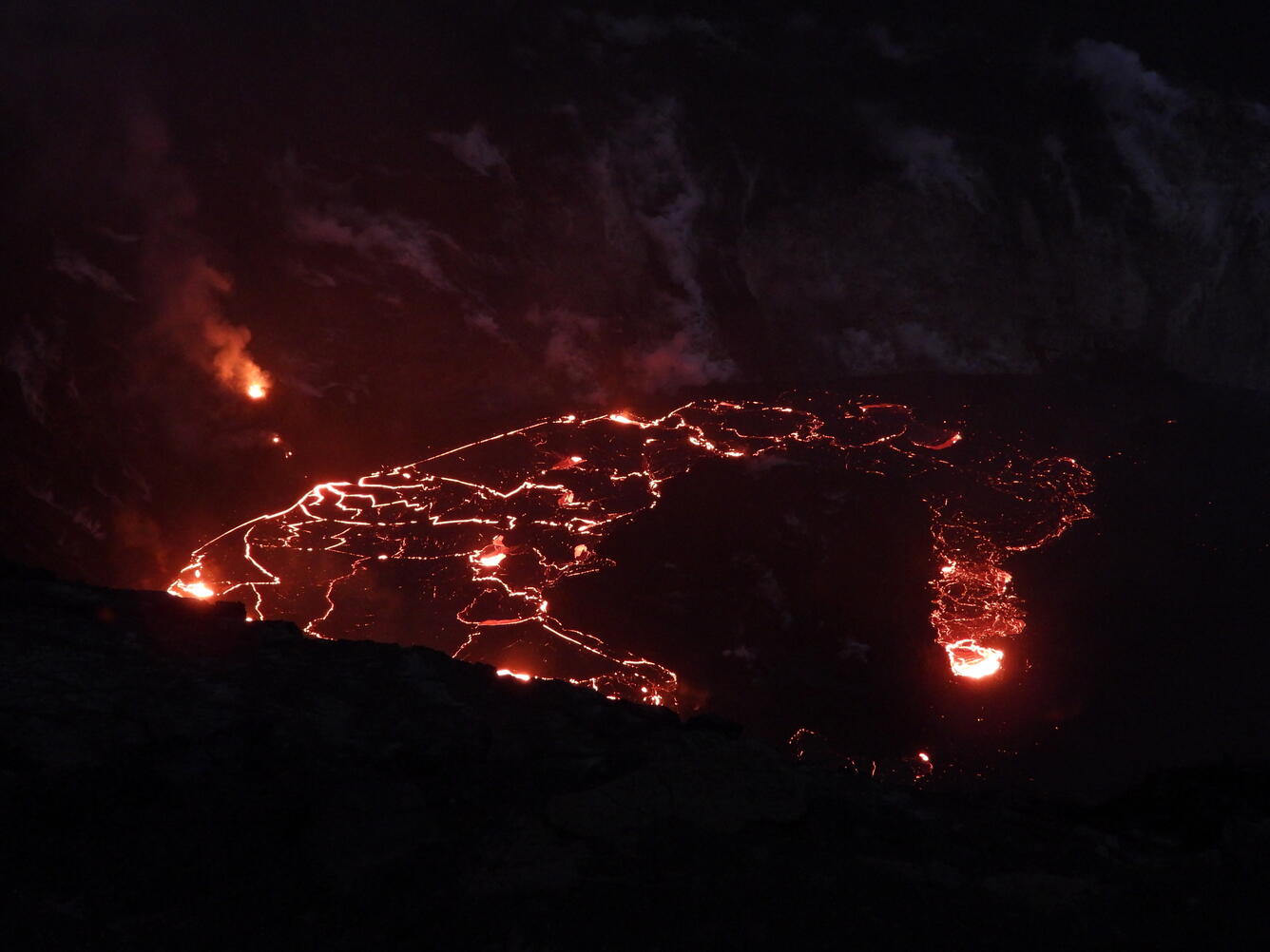 Color photograph of lava lake