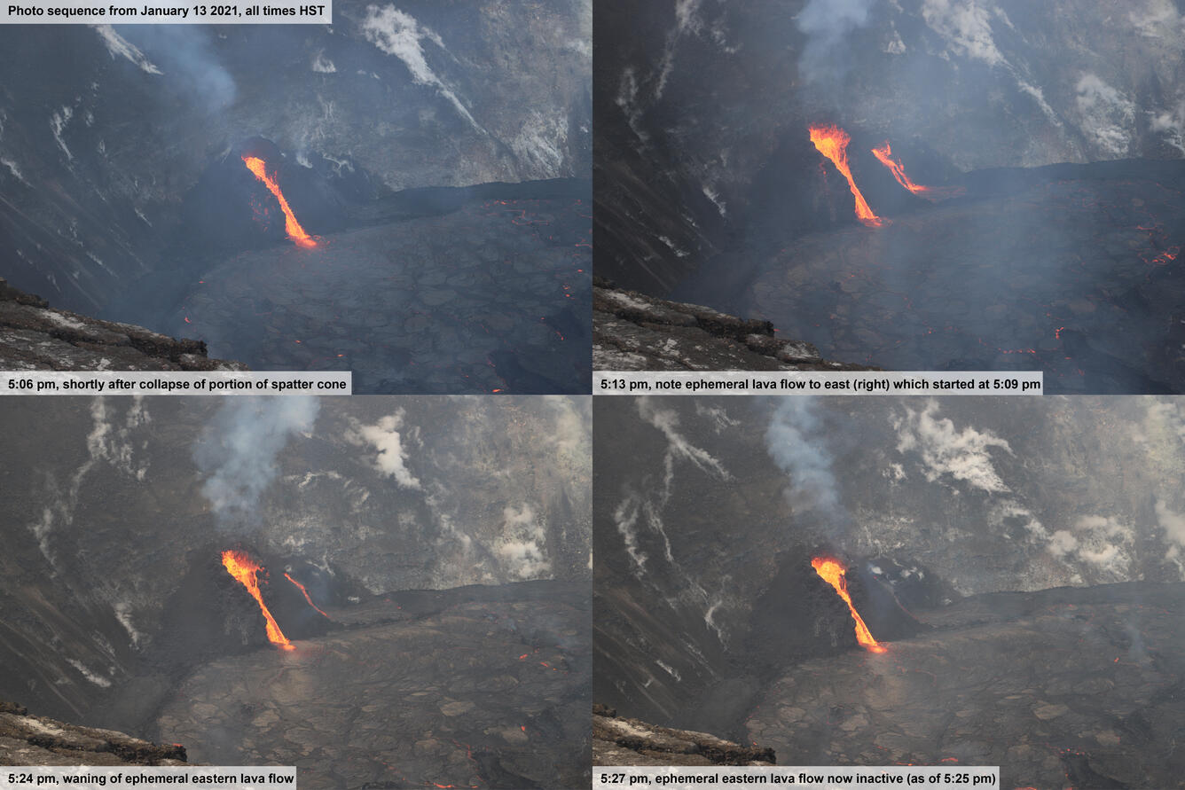 This sequence of four photos was taken from the south rim of Halema'uma'u looking to the northwest