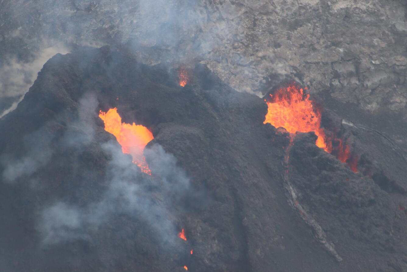 Color photograph of volcanic vents