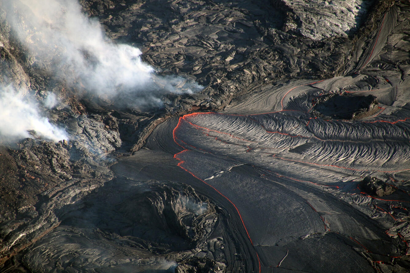 Lava continued to erupt from the west vent in Halema‘uma‘u crater at Kīlauea Volcano's summit