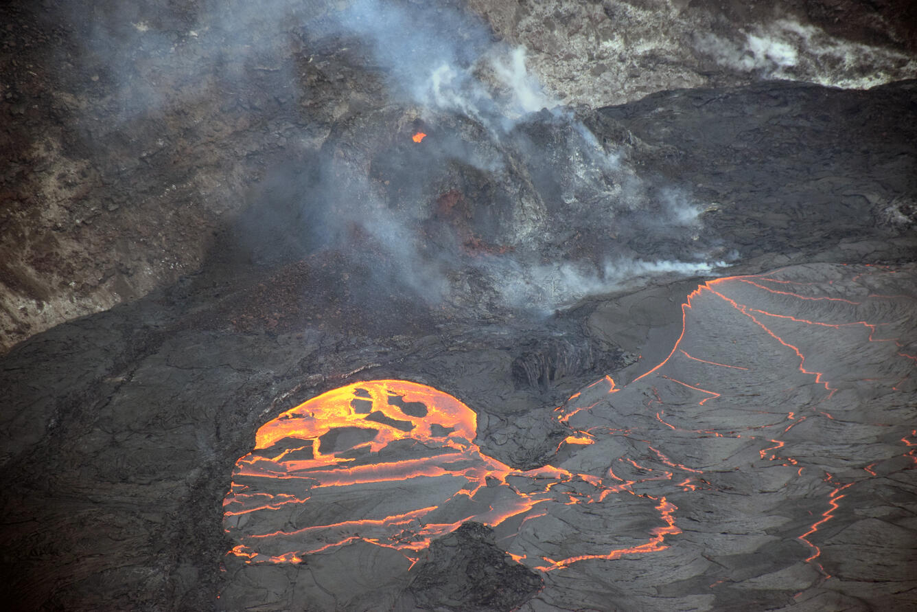 Color photograph of lava lake