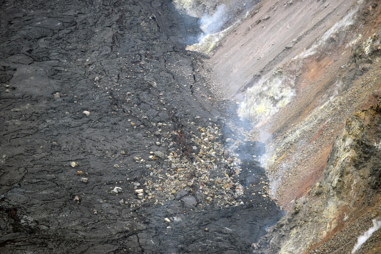 Color photograph of lava lake