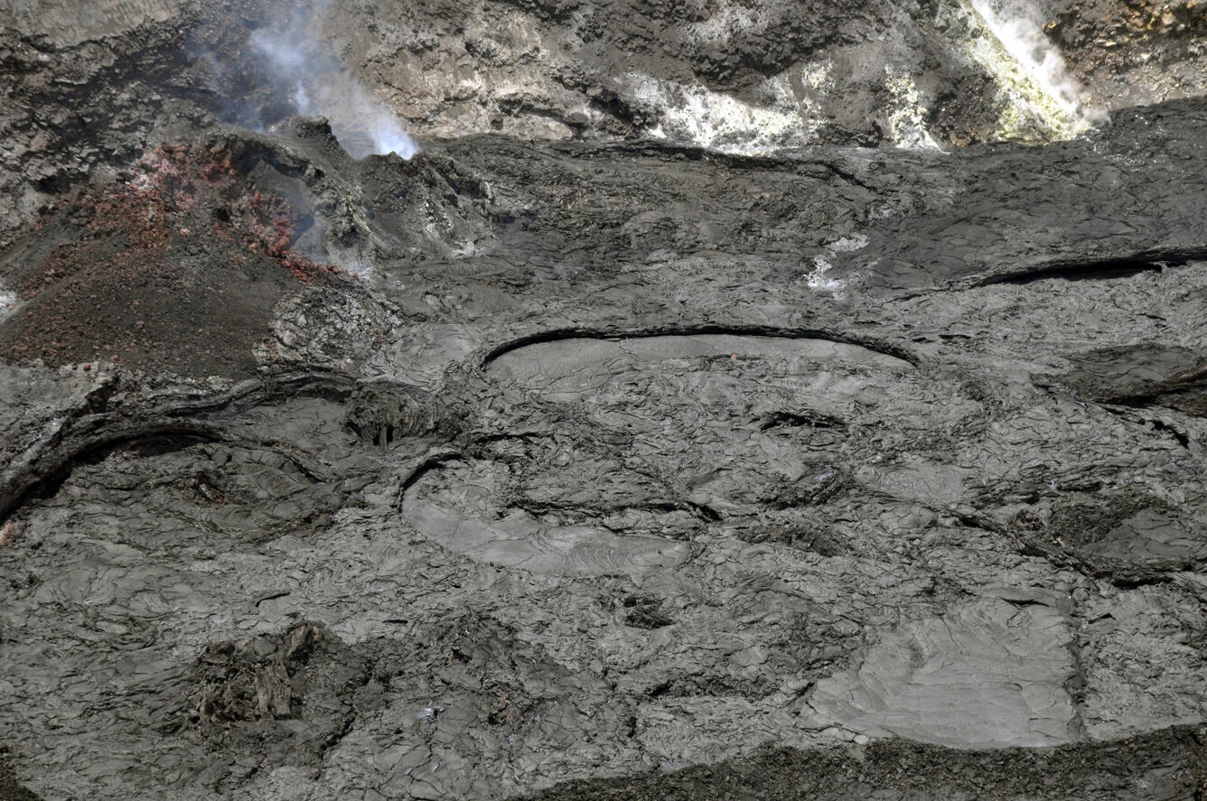 The lava lake in Halema‘uma‘u crater, at the summit of Kīlauea, remains active