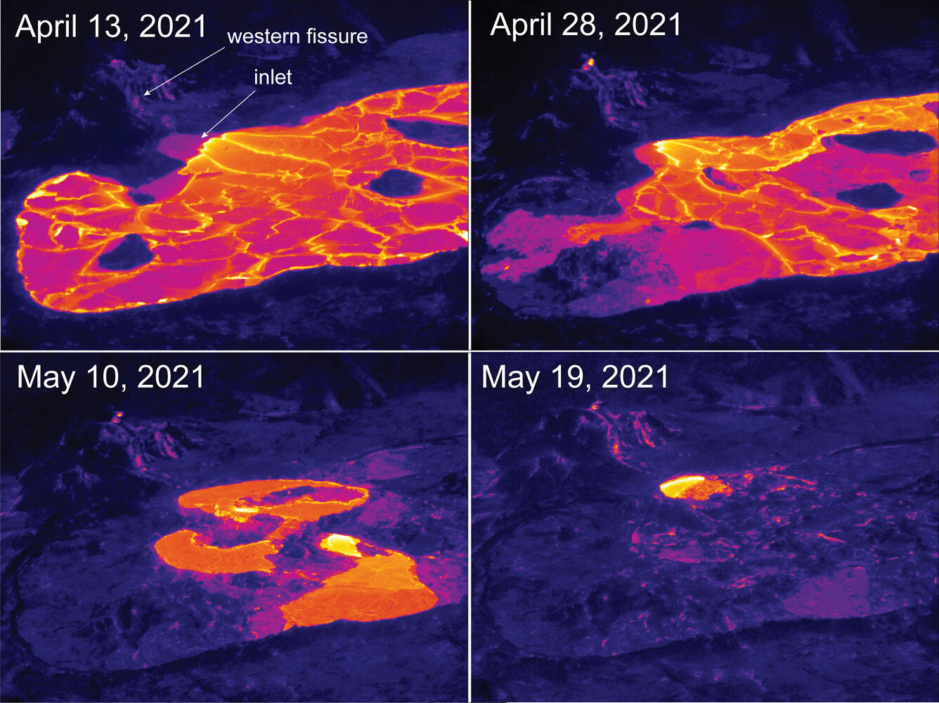 Thermal images of lava lake