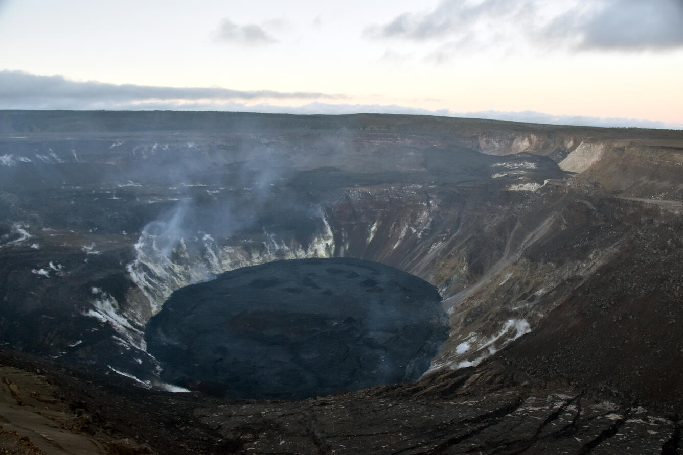 Color photograph of lava lake