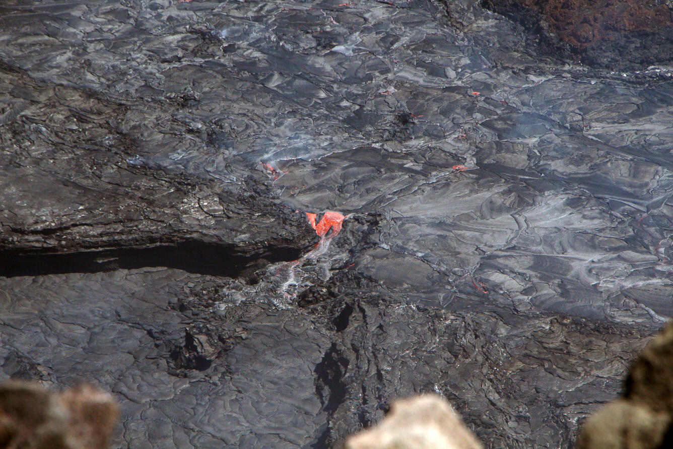 Color photograph of lava cascade