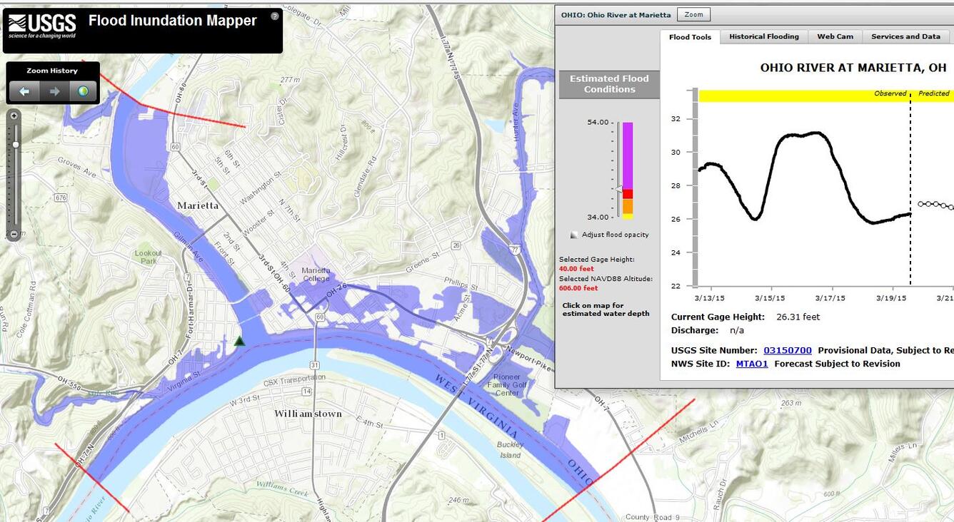 Screenshot of digital flood inundation map