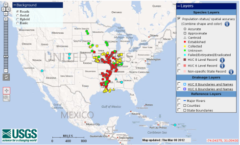 NAS Species Occurrence map example