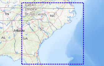 Map shows where data was collected off the southeastern U.S.