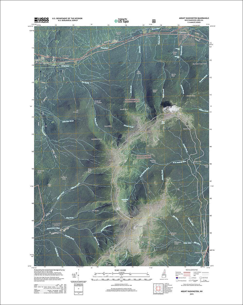 2015 version of the Mount Washington, New Hampshire with orthoimage 