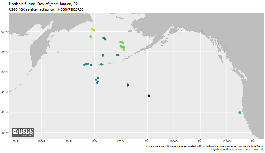 Argos Wildlife Tracking Northern Fulmar animation