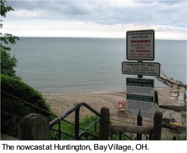 Nowcast signs at Huntington Beach, Ohio