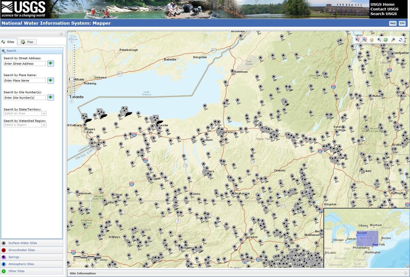 National Water Information System map