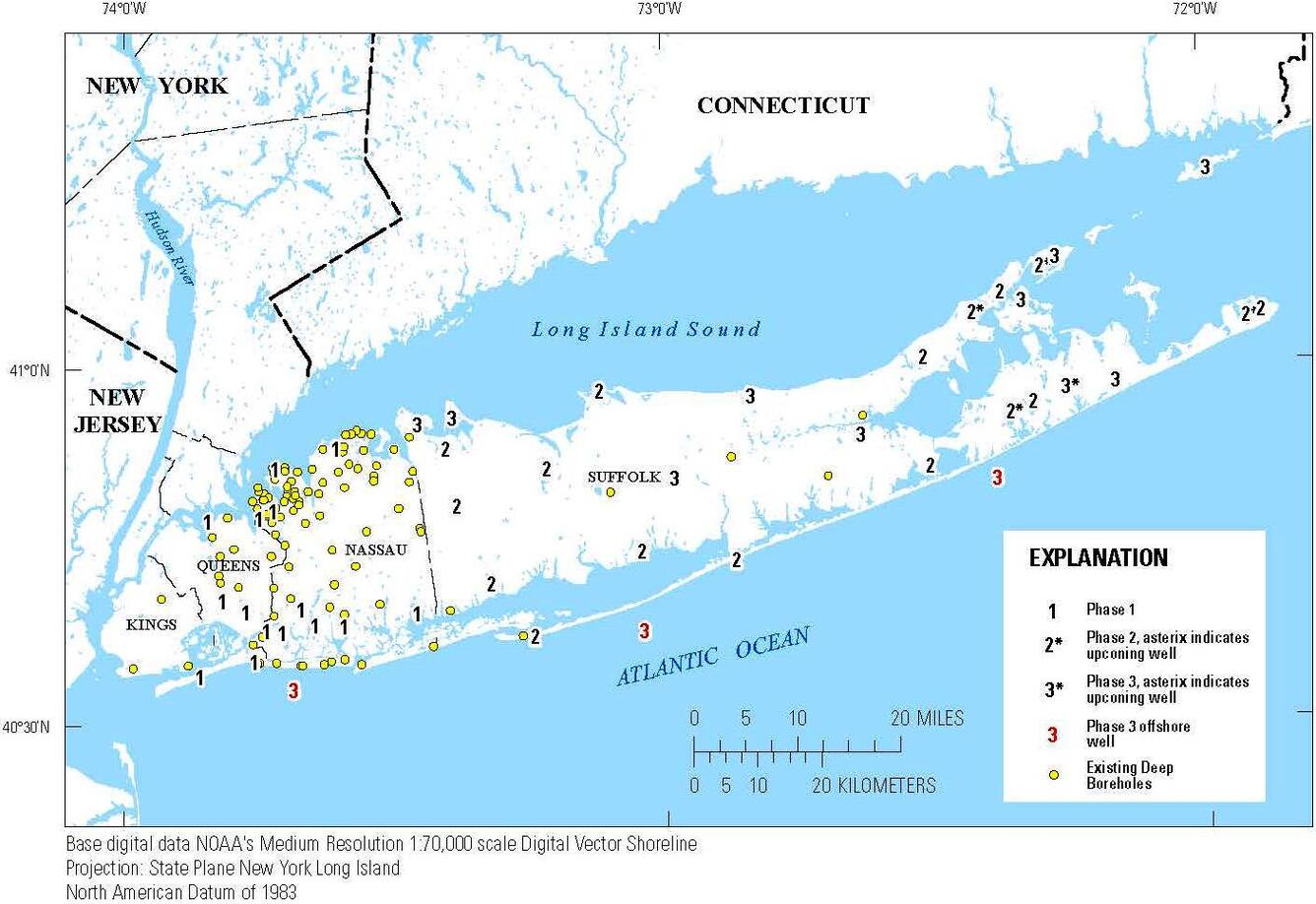 map of Long Island potential sites for drilling