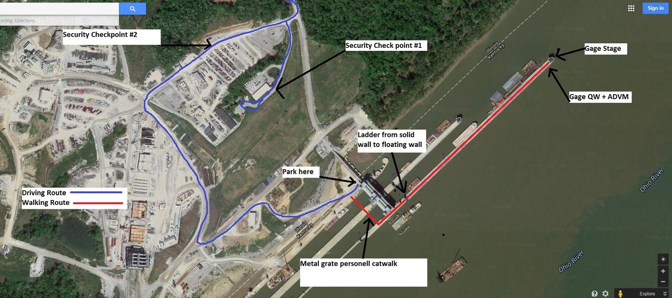 Ohio River at Olmsted IL - site logistics