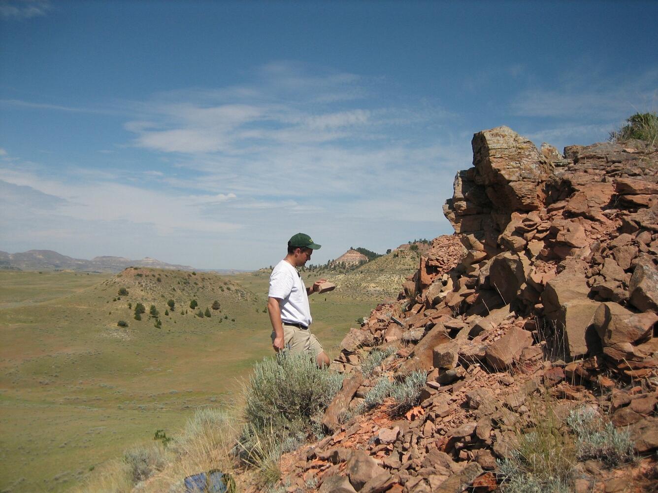 Collecting a clinker sample in Otter Creek valley south of Ashland, MT