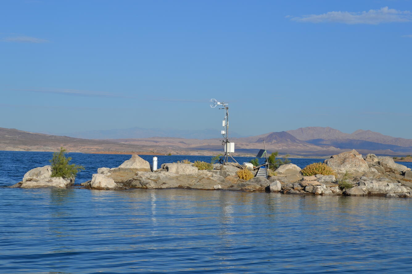 Evaporation station on Lake Mead, Nevada and Arizona
