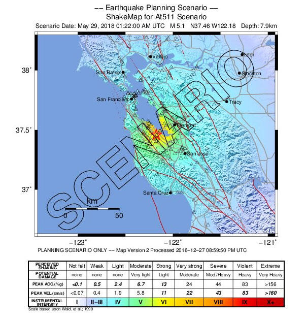 Shake map for At511 Scenario
