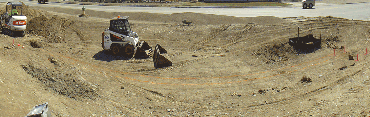 Bioretention cell during construction, Omaha Sewer Maintenance Facility