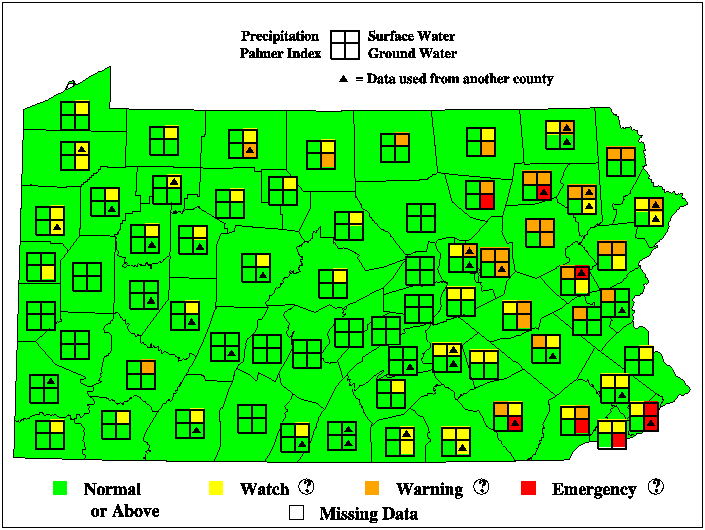PA drought condition monitoring overview map