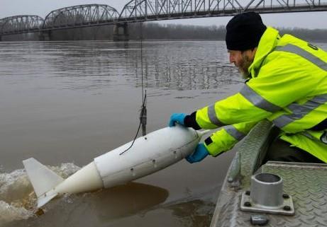 Paul Bruenderman taking a sample at New Harmony Indiana site