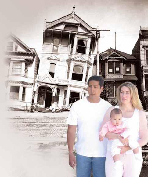 1906 San Francisco Earthquake Damage with Family in Foreground
