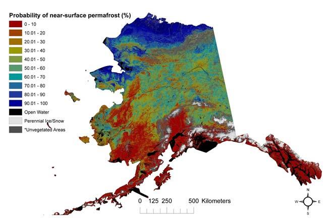 Modeled probabilistic map of near-surface permafrost