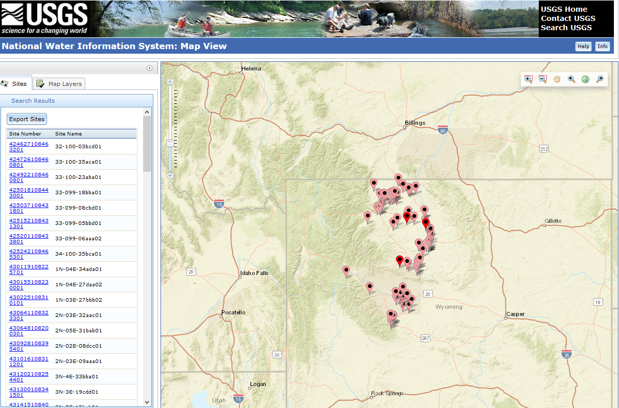 Northwestern Wyoming Groundwater Pesticide Sampling Sites