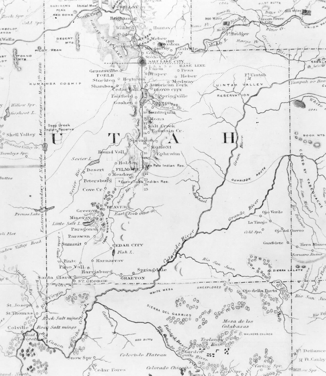 Area of map used by Major John Wesley Powell 