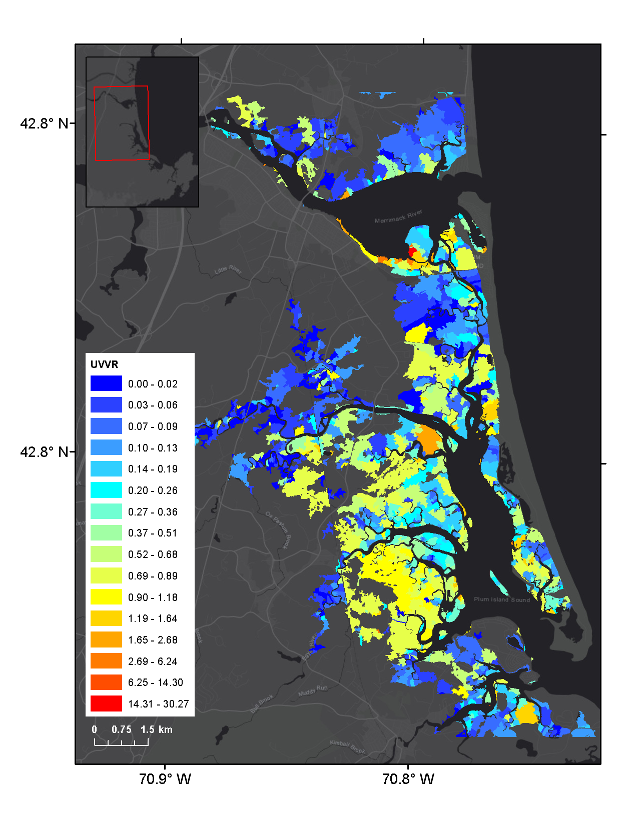 Graphic that shows UVVR in marsh units of PIEPR salt marsh complex.