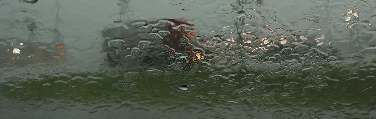 Rain on a field truck window