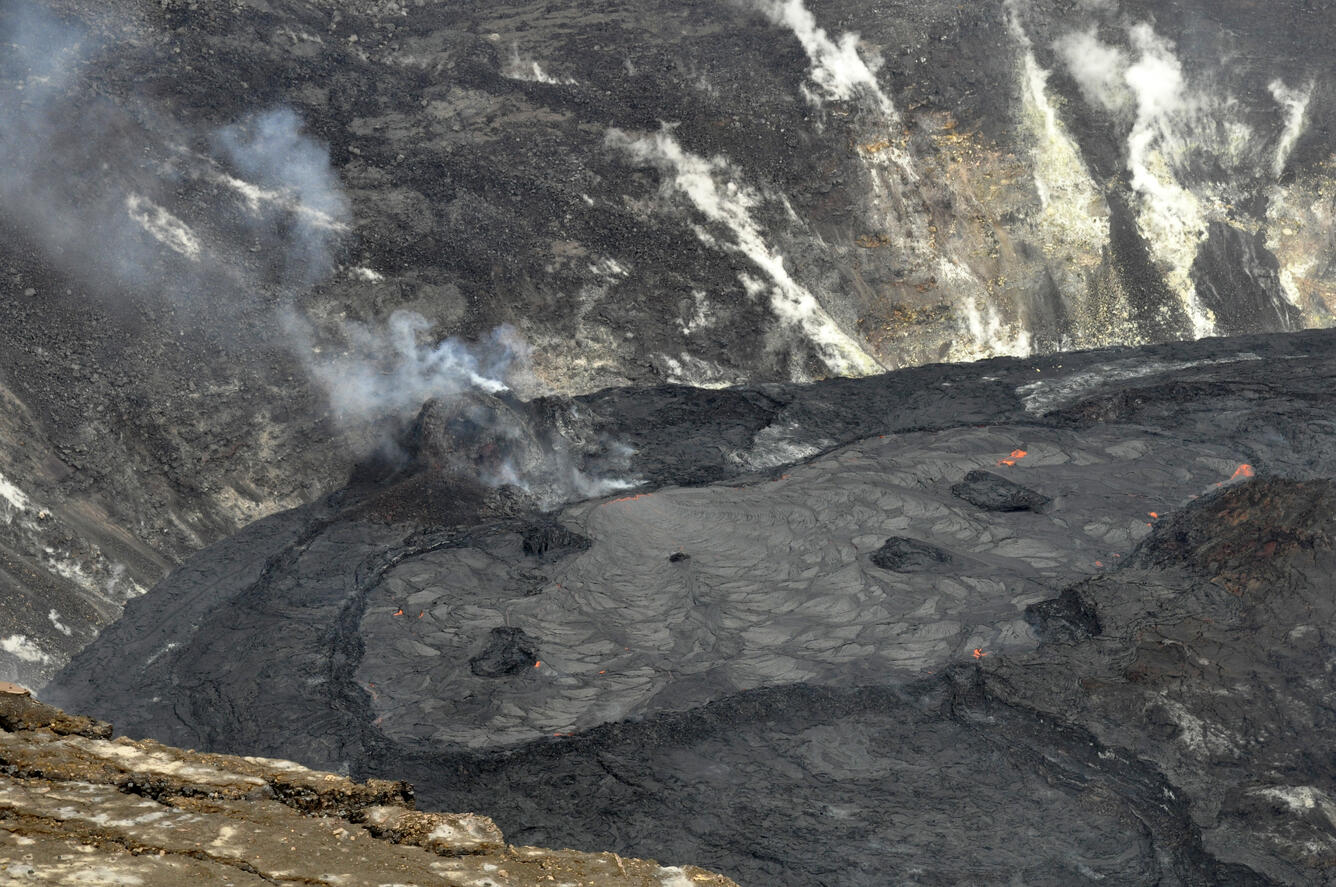 Color photograph of lava lake