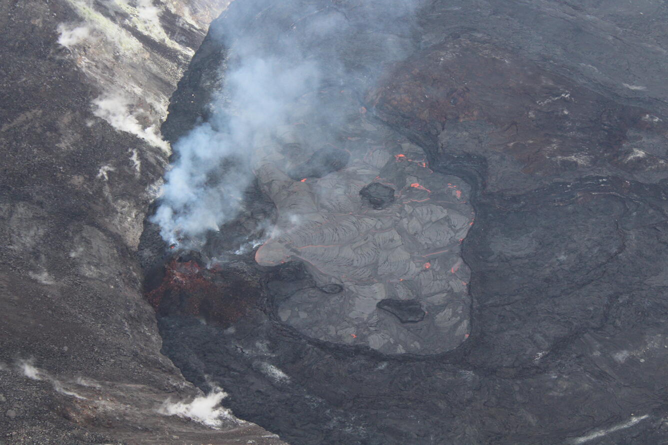 Color photograph of lava lake