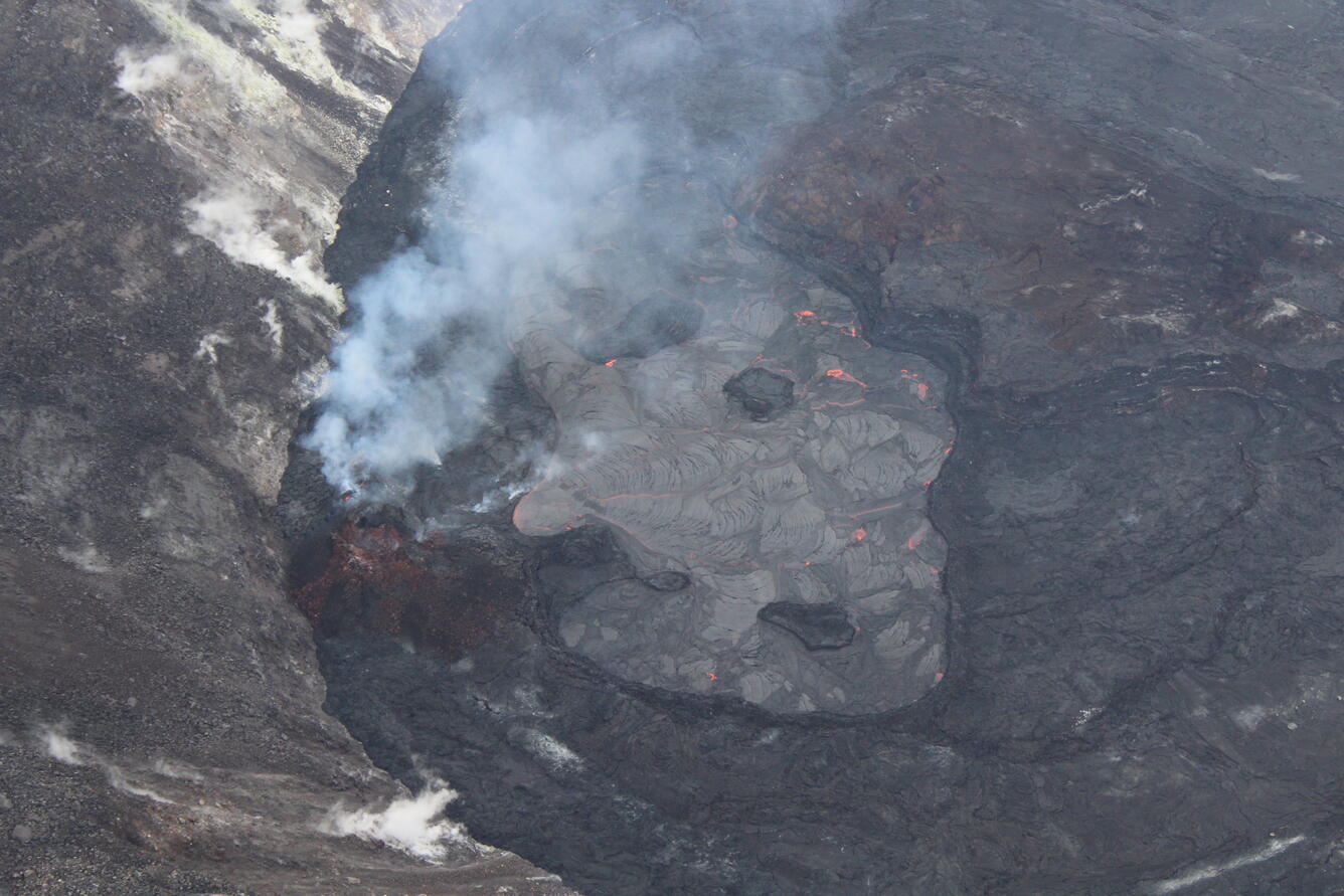 Color photograph of lava lake