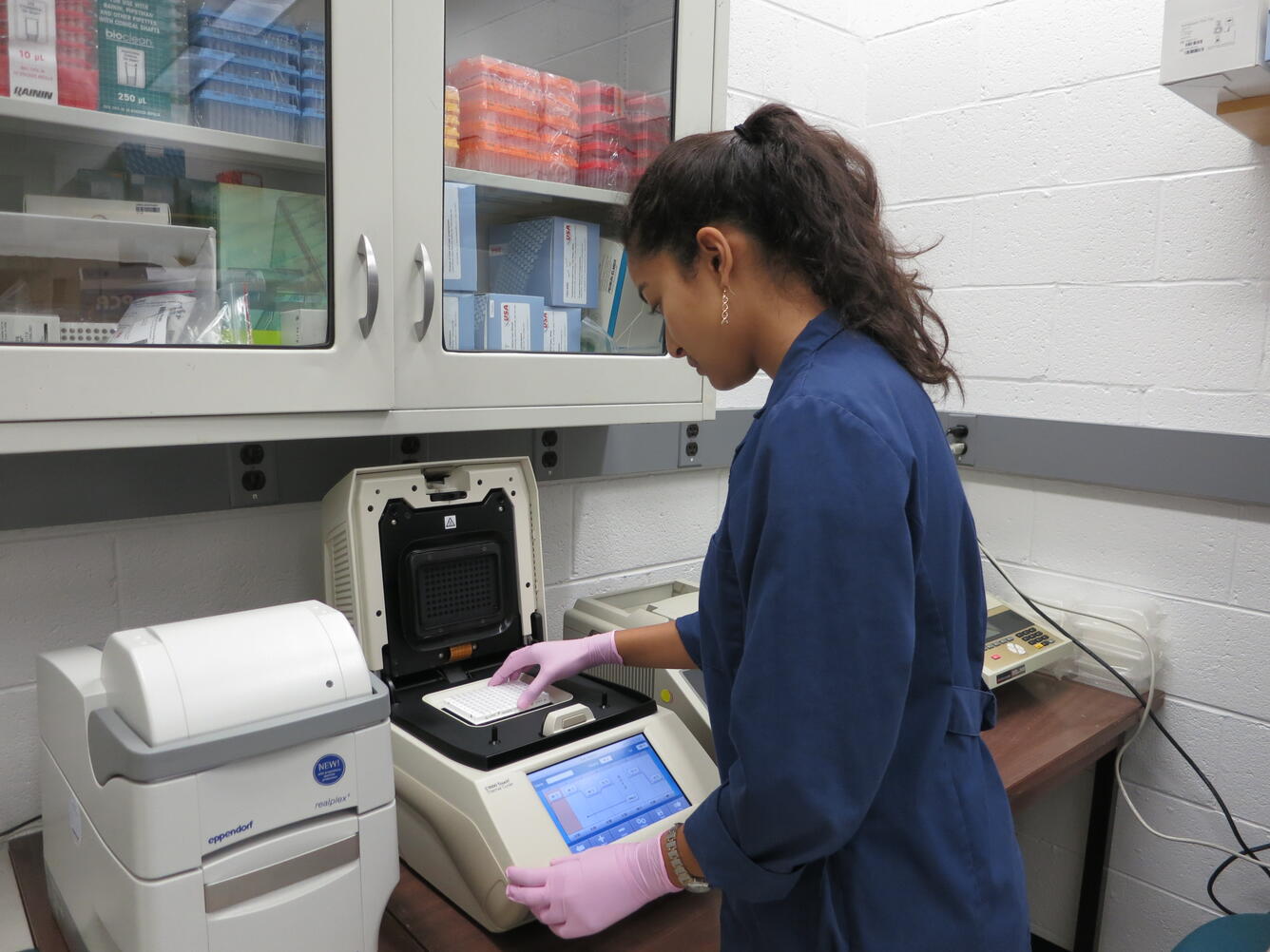 Reston Microbiology Laboratory employee conducting QPCR analysis