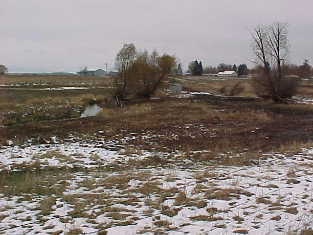 Winter-time view over a subsurface methyl tert-butyl ether (MTBE) contamination plume near Ronan, Montana