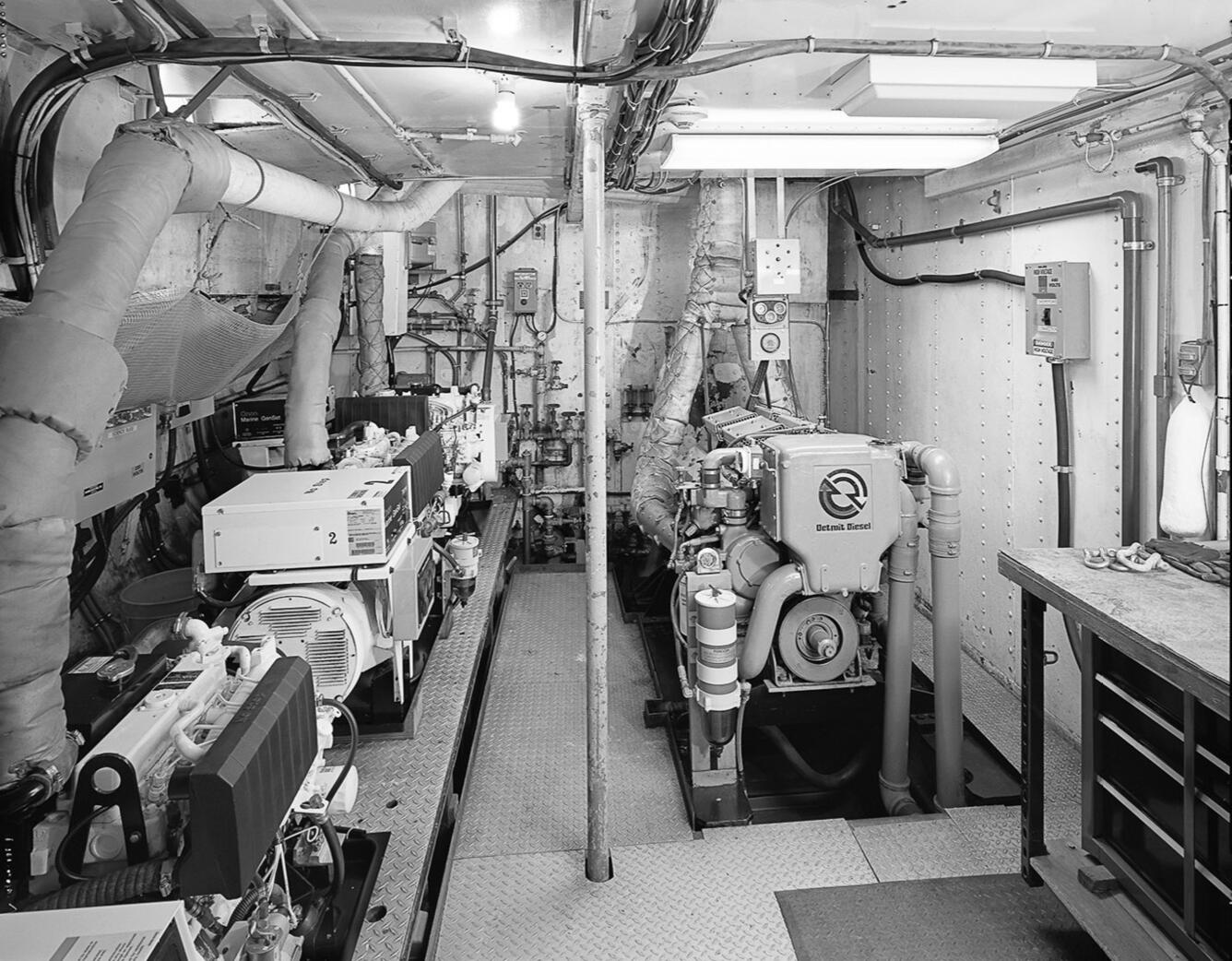 Research Vessel (R/V) Polaris view of engine room looking aft.