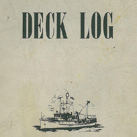 R/V Polaris deck log cover showing drawing of ship.