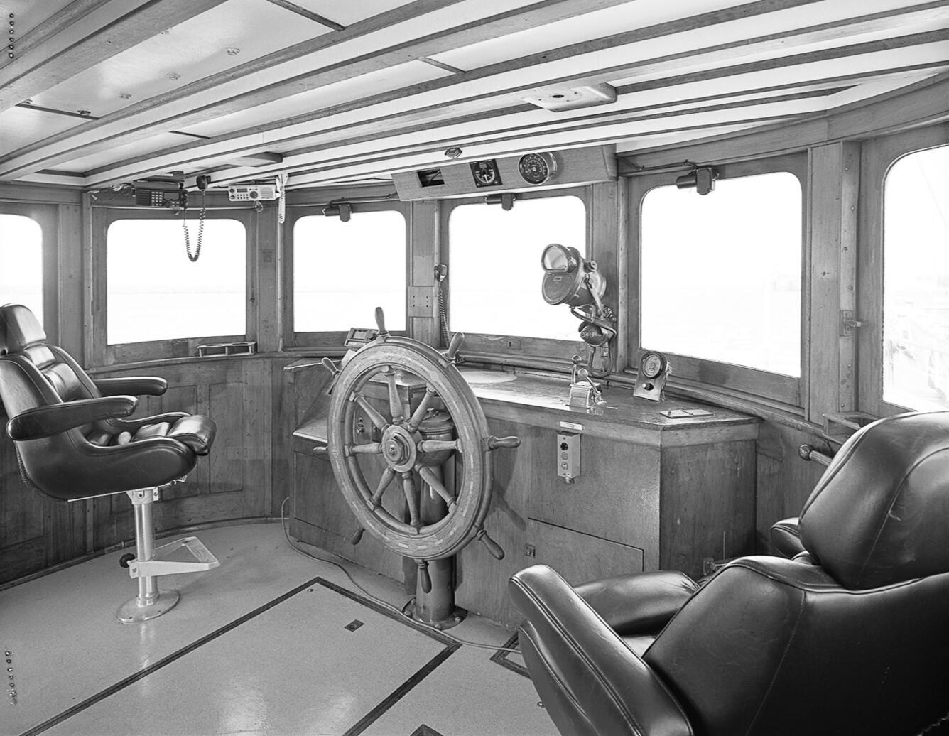 Research Vessel (R/V) Polaris pilot house interior view.