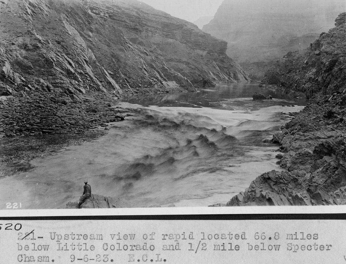 Historic photo of 128-mile Rapid, Colorado River, Grand Canyon, 1923