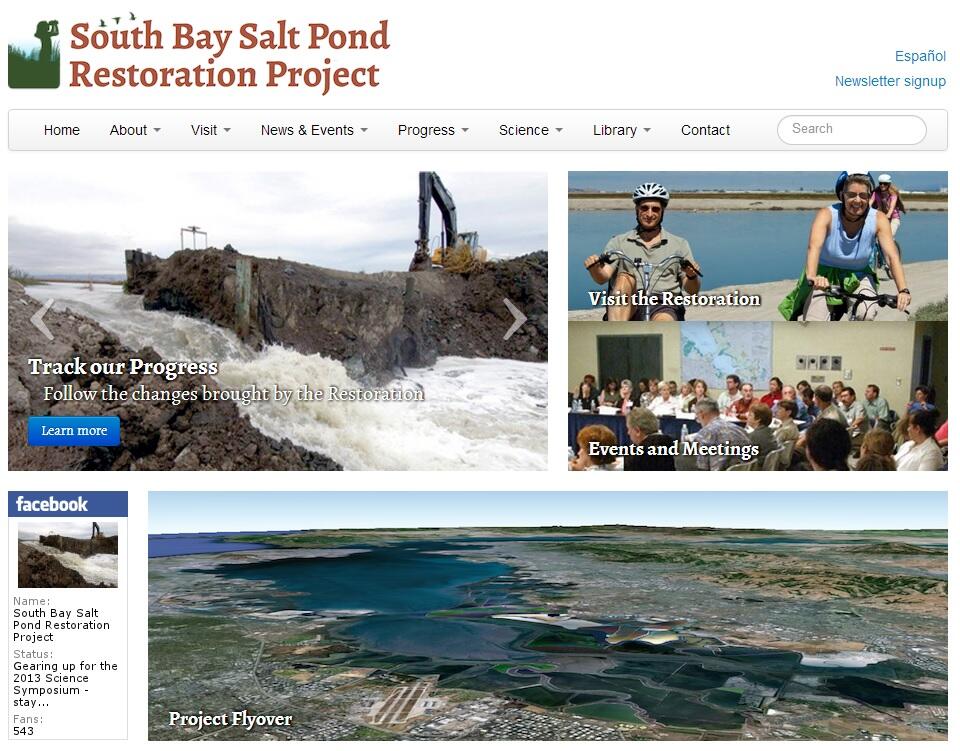 screenshot of south bay salt pond restoration project's website