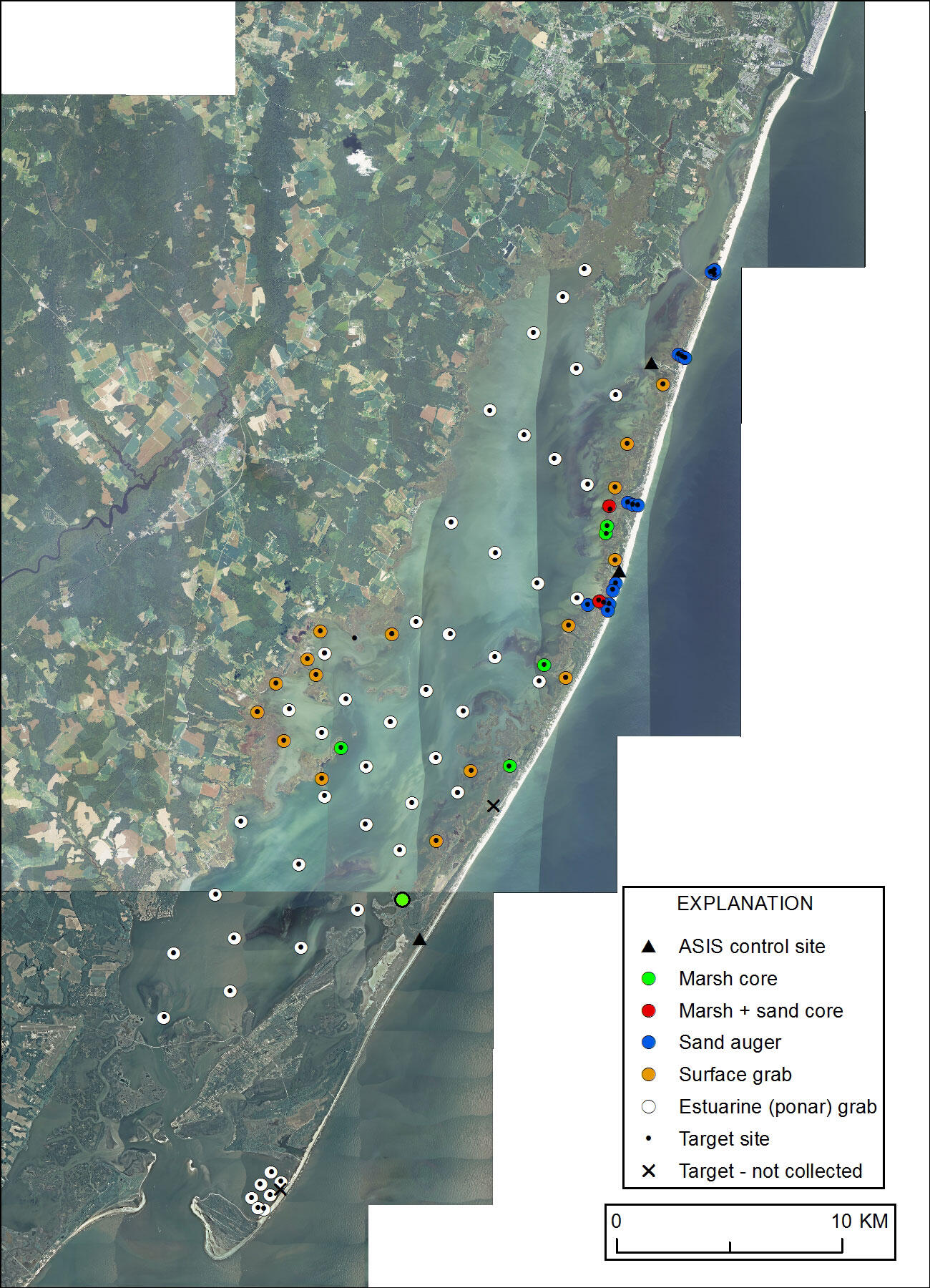 Sediment sampling plan to identify depositional processes and provide ground truth for change assessments.