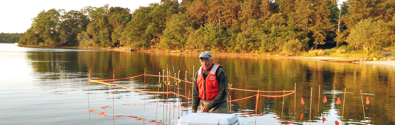Sampling of Groundwater discharging through the bottom of a Cape Cod pond banner