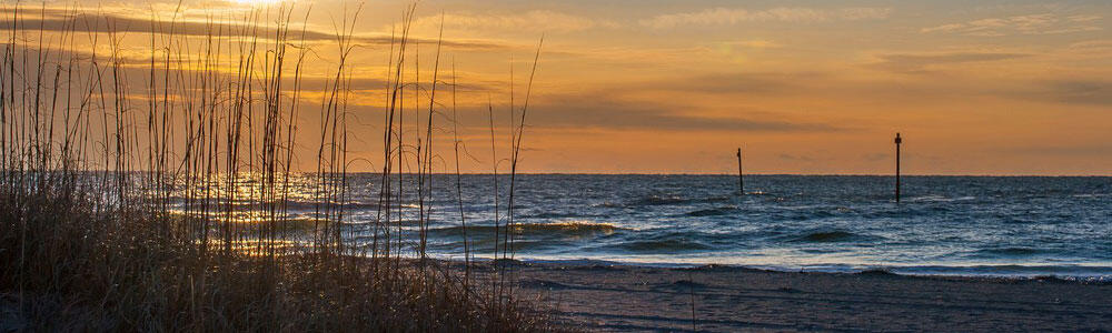 Beach on the Carolina coast at sunrise.