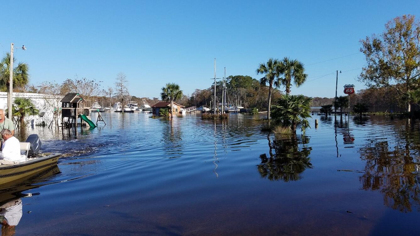 Flooded SC roadway, Hurricane Matthew 2016