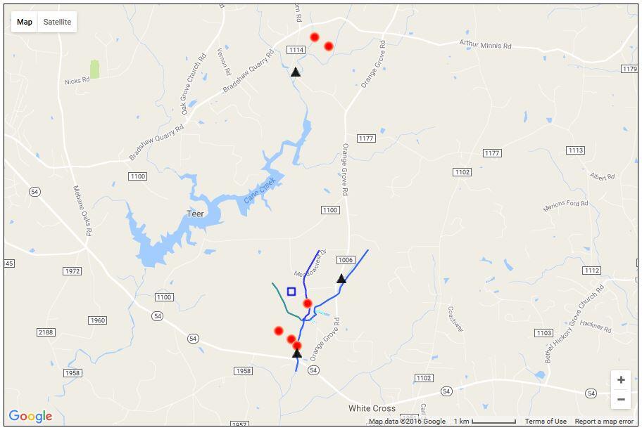 Image of Jordan Lake Watershed biosolids study map